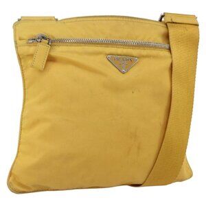 Authentic PRADA Shoulder Bag Nylon Yellow Silver